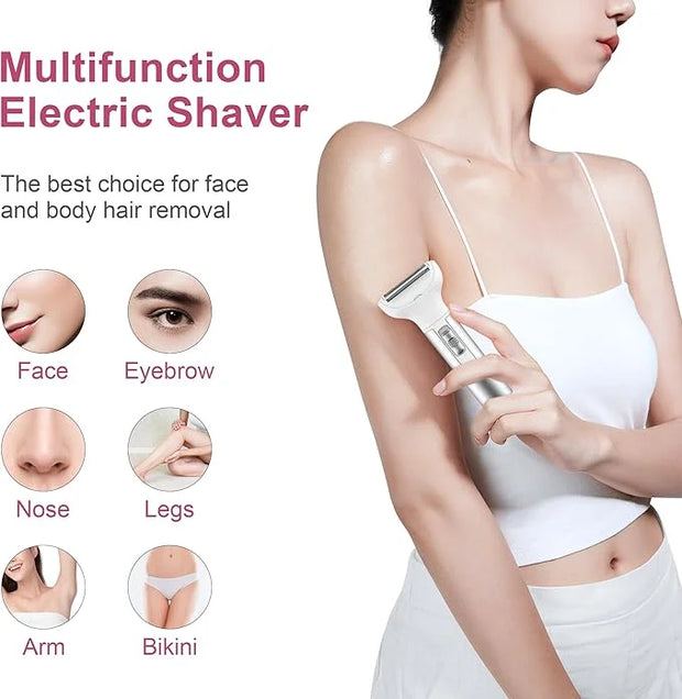 Electric Razor for Women,Hair Trimmer for Face Nose Eyebrow Beard Mustache Arm Leg Armpit Bikini,Painless Rechargeable Por...