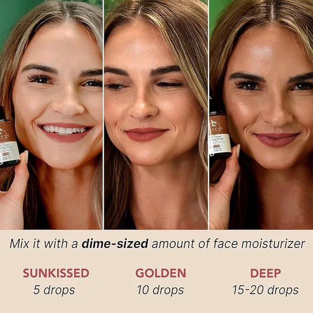 Self Tanning Drops for Face - USA Made with Organic & Natural Ingredients, Ultra Dark Face Tanning Drops to Add to Moistur...