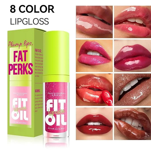 8 Colors Lip Oil Lip Glaze, Hydrating Lip Glow Oil Big Brush Head Shiny Moisturizing Lip Gloss, Long Lasting Non-sticky Fr...
