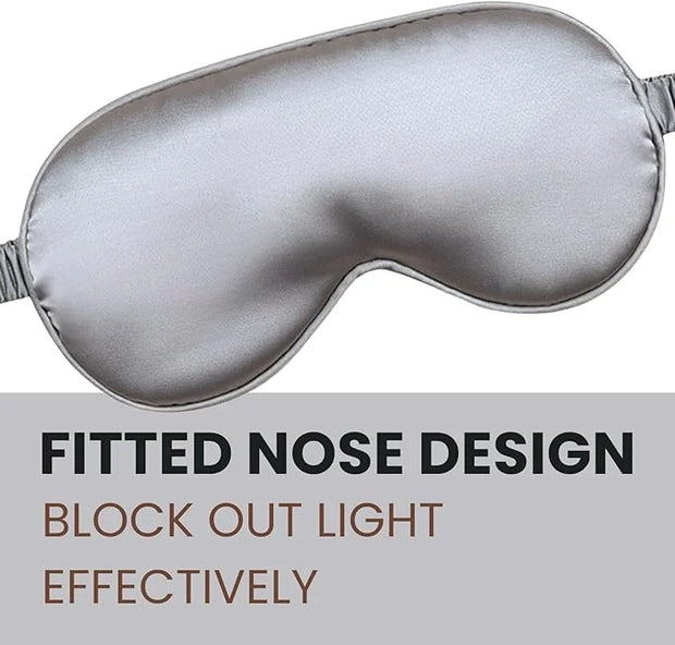 Silk Satin Sleeping Eye Mask, Silvergrey Sleep Eye Mask Night Blindfold for Women and Men, Soft Breathable Blackout Eyesha...