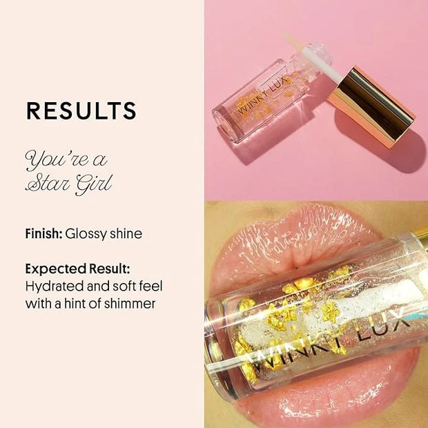 Winky Lux In The Stars Lip Oil, Non Sticky Lip Gloss Oil, Juicy Glossy Lip Balm, Vegan Hydrating Lip Oil with Jojoba Oil, ...