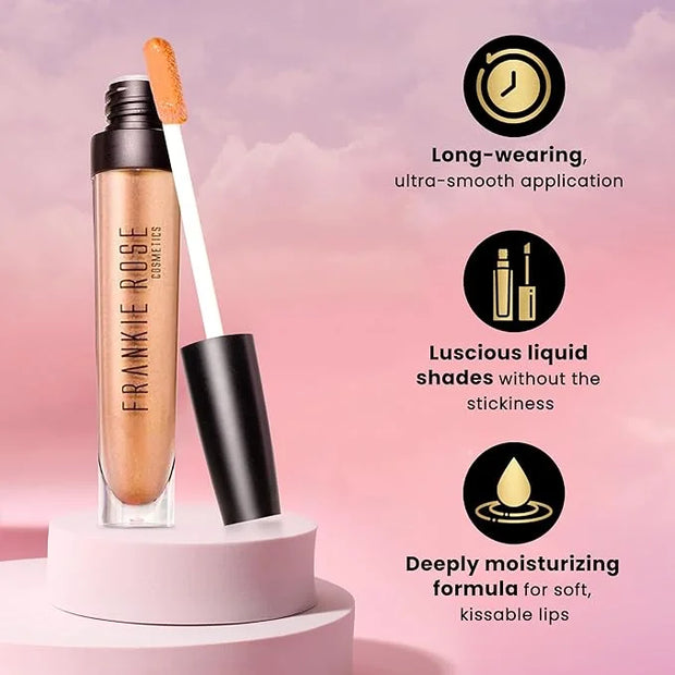 Frankie Rose Cosmetics Lip Gloss | Non-Sticky, Long Lasting, Hydrating & Bold Pigment, So Fetch Shimmer, 20g - Product Image
