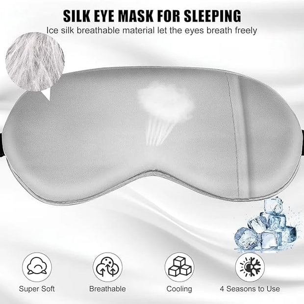 Sleep Mask w/ Cooling Gel Eye Mask, Silk Eye Mask for Sleeping, Hot & Cold Eye Masks, Blindfold Eye Cover Sleeping Mask fo...