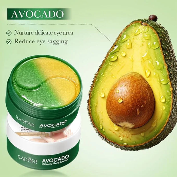 Avocado Under Eye Patches - 60 Pcs Eye Mask Anti-Aging Collagen Hyaluronic Acid Moisturizing Under Eye Mask for Removing D...