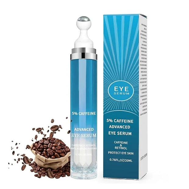 5% Caffeine Eye Cream Anti Aging, Cream For Puffiness & Bags Under Eyes, 1 PCS Caffeine Eye Serum With Under Roller For Wr...