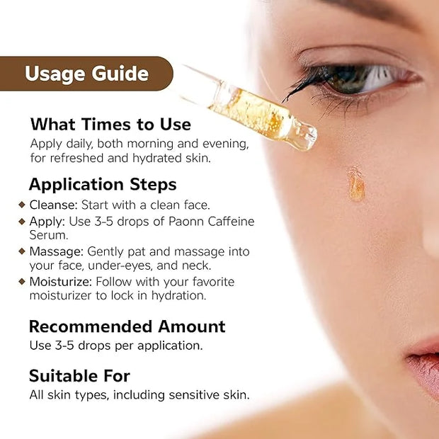 Caffeine Eye Serum for Face and Skin, Hydrating Solution, Reduces Dark Circles, Puffiness & Fine Lines, Moisturizing - Pro...