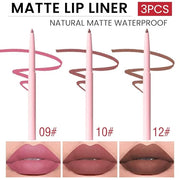 evpct 3Pcs Retractable Lip Liner Pencils Set Pack for Shaping & Sculpting Lips, Pink Chestnut Maroon Dark Taupe Brown Crea...