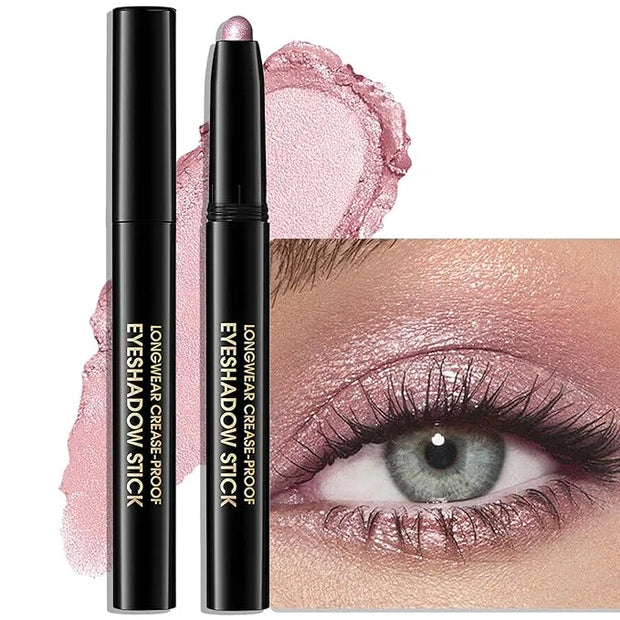 Eyeshadow Stick Waterproof Cream Eye Brighten Shadow Pencil Long-Lasting Crease-Proof Shimmer Glitter Eyeshadow Crayon Smo...