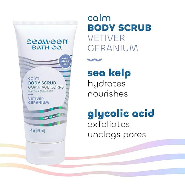 Seaweed Bath Co. Calm Body Scrub, Vetiver Geranium Scent, 6 Ounce, Sustainably Harvested Seaweed, Sea Kelp, Glycolic Acid ...