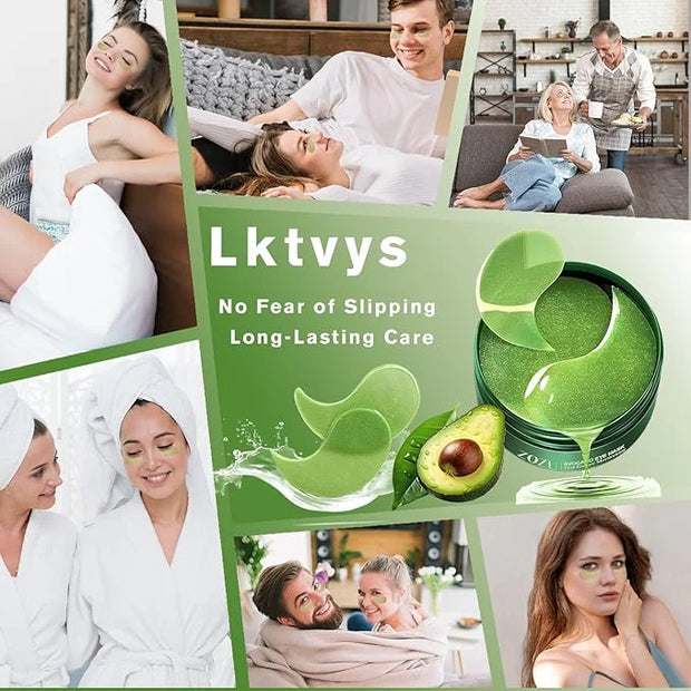 Nourishing Avocado Eye Patches 2-Pack 120 PCS, Collagen Eye Mask for Anti-oxidation and Hydration, Under Eye Patches Suita...
