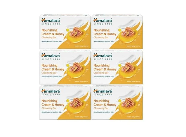 Himalaya Nourishing Cream & Honey Cleansing Bar, Face and Body Soap for Soft Skin, 4.41 oz, 6 Pack - Product Image