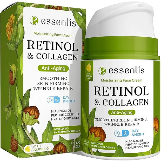 Retinol Collagen Cream, Anti Aging Face Moisturizer and Caffeine Eye Cream for Dark Circles and Puffiness - Product Image