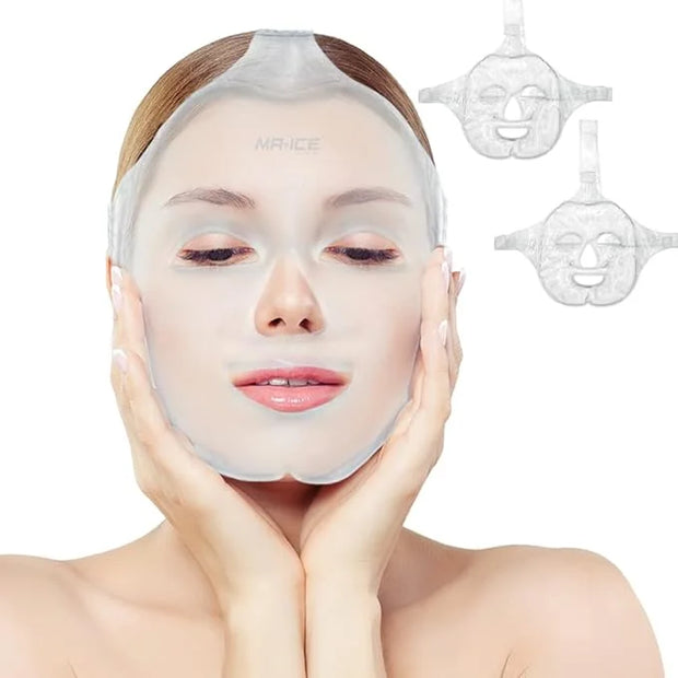 MR.ICE Gel Face Ice Pack Mask, 2 Cooling Masks for Face Swelling, ice face mask Reusable Cold Hot Compress for Puffiness, ...