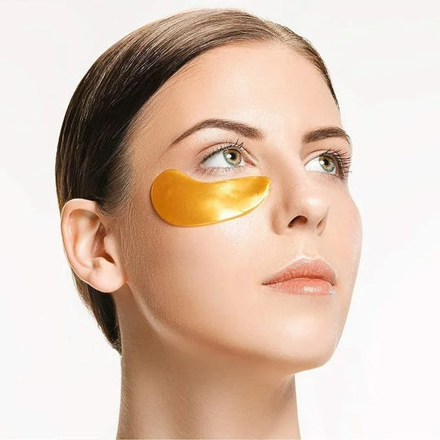 24k Gold Under Eye Collagen Patches, Reduce Puffy Eyes & Dark Circles, Illuminate Tired Eye Masks - Firms, Brightens, Ener...