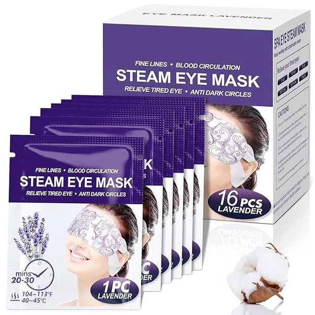Steam Eye Mask 16 Packs, Self Heating Sleep Mask for Dry Eyes, Comfortable Warming Eye Mask, Disposable Heated Eye Mask, R...
