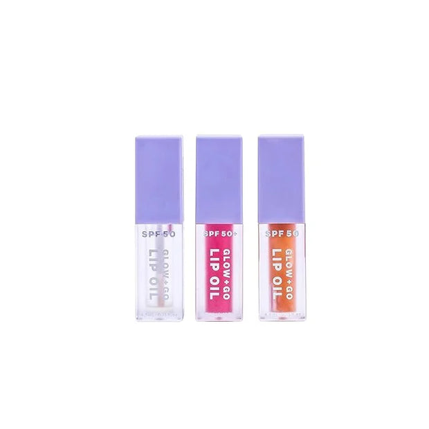 Naked Sundays SPF50 Go & Glow LIP OIL Trio - Hydrating Lightweight Lip Gloss with SPF Protection for Soft & Glossy Lips, N...
