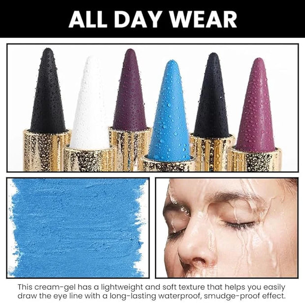 Kaely 4Pcs Light Blue Green Purple Red Gel Eyeliner Pencil,Cream Waterproof Smudge Proof Eye Liner,Halloween Makeup,Eye Bl...