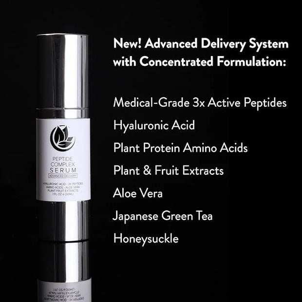 Peptide Complex Serum by Microderm GLO - Best Skin Toning, Facial Tightening, 100% PURE & NATURAL, Plump, Hydrate & Nouris...