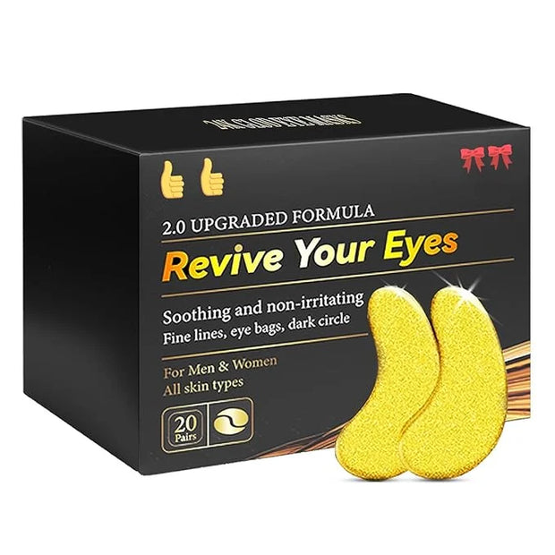 Gold Eye Patches for Puffy Eyes(20 Pairs),24K Eye Masks for Dark Circles and Puffiness Wrinkles,Eye Patches for Puffy Eyes...