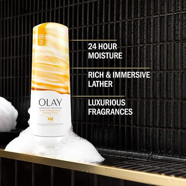 Olay Body Wash for Women, Indulgent Moisture, 24hr Moisturizing & Nourishing Formula, Infused with Vitamin B3 Complex, Lux...
