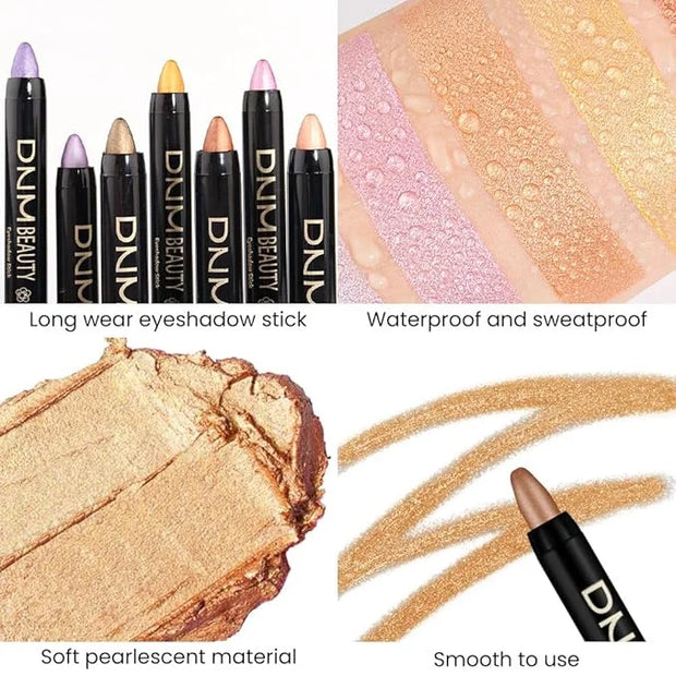 evpct Beige Gold Shimmer Cream Eye Shadow Brightener Sticks Set for Eyes, Gold Shimmery Matte Pencil Eye shadow Applicator...