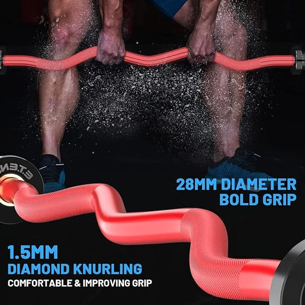 47" Olympic EZ Curl Bar 500-lbs Capacity Steel 2" Barbell - Product Image
