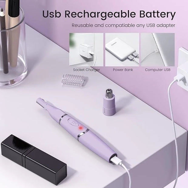 Ear and Nose Hair Trimmer for Women, 2025 Professional Painless 2 in 1 USB Rechargeable Eyebrow & Facial Hair Trimmer, Pre...