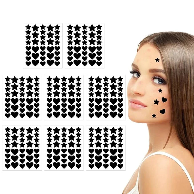 288pcs Pimple Patch Star, 2 Styles Star Pimple Patch, Cute Black Pimples Patches Stars, Skin-friendly, Breathable, Waterpr...