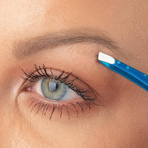 TRIM Azure Collection Slant Tip Tweezer – Precision-Ground Tips Grasp Even The Finest Hairs – Angled to Align with The Bro...