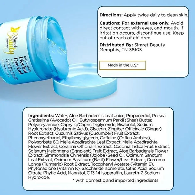 Eye Cream for Dark Circles, Anti-Aging Herbal Eye Gel with Hyaluronic Acid, Caffeine, Coffee, and Shea - Best for Puffines...