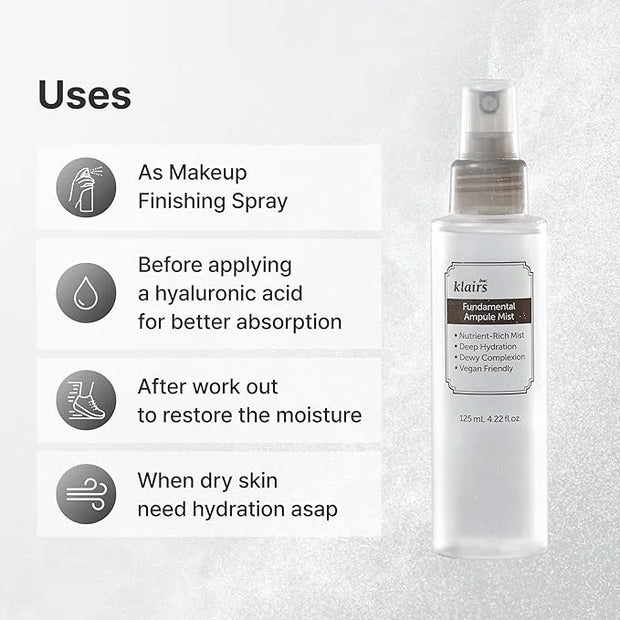 [Dear,Klairs] 2 Step Fundamental Care Set, Ampoule-Like Mist & Water-Based Drop, for Hydration, moisturizing Skincare - Pr...