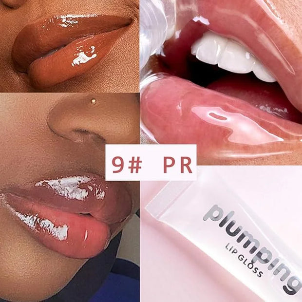 MAEPEOR Plumping Lipgloss 9 Colors Moisturizing Lip Plumper Shiny Jelly Lip Gloss Natural Liquid Lipstick for Women and Gi...