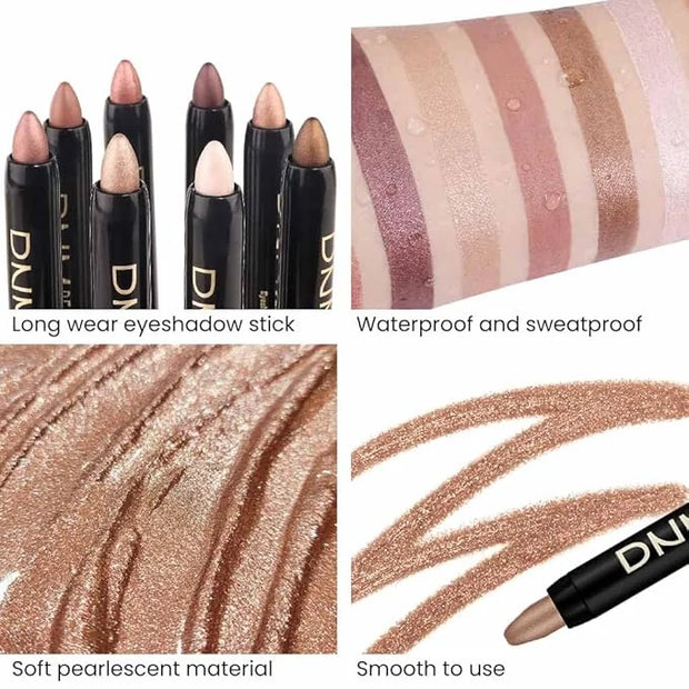 evpct 8Pcs Cream Eye Shadow Brightener Sticks Makeup Sets, Champagne Pearl Bronze Putty Sand Orchid Rose Gold Shimmer Matt...