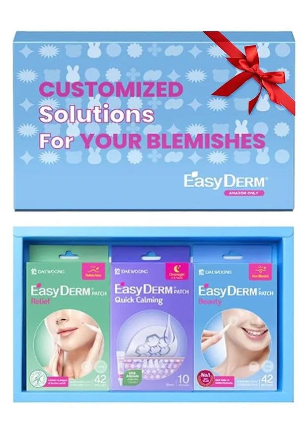 EasyDerm 3-Type Pimple Patches Gift Set, Acne care soluution, Korean Spot Patch to Cover ZitsㅣQuick Calming(10ea) + Relief...