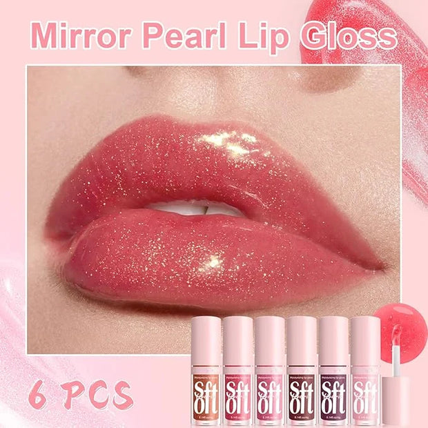 6 PCS Hydrating Lip Oil, Big Brush Head Lip Glaze Shiny Transparent Lip Glow Oil, Nourishing & Non-sticky Long Lasting Fre...