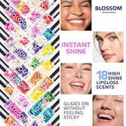 Blossom Roll on Lip Gloss, Scented Clear High Shine Moisturizing Lip Oil, Non Sticky, Infused with Real Flowers, Made in U...