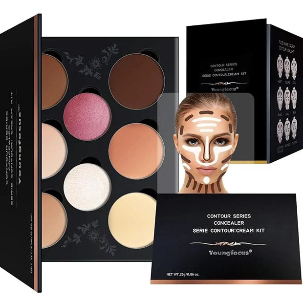 Youngfocus Cosmetics Cream Contour Best 8 Colors Contouring Foundation - Highlighting Makeup Kit/Concealer Palette - Vegan...