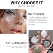 Single Glitter Eyeshadow, Shimmer Eyeshadow Palette, Korean Eye Glitter Makeup, Ultra-Blendable, Sparkle Silver Eye Shadow...
