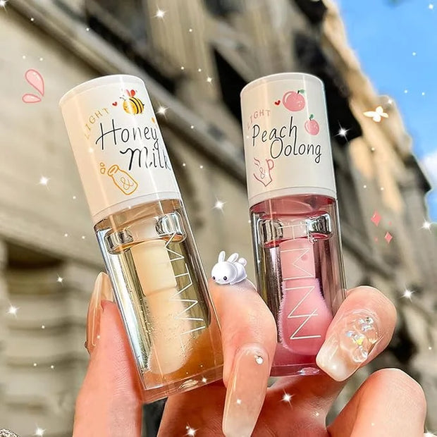 2Pcs Crystal Jelly Moisturizing Lip Oil Hydrating Lip Gloss Set, Non-sticky Fresh Texture Nourishing Plumping Lip Oil Long...