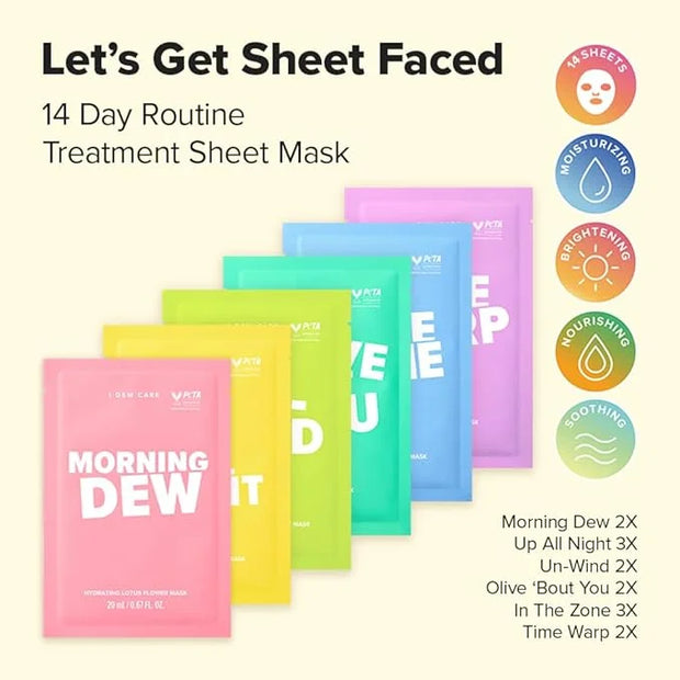 I DEW CARE Glass Skin Face Mask Variety Pack - Let's Get Sheet Faced | For Perfect Care Routine, 2 Week Intense Korean Fac...