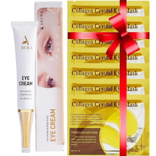 ABERA Natural Repair Eye Cream with Set 15 Eye Masks, Minimizes Under Eye Bags & Dark Circles, Reduce Puffiness, Wrinkles ...