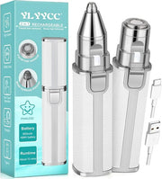 Nose Hair Trimmer for Women Men, Electric 2 in 1 Face Shaver and Eyebrow Trimmer, White Rechargeable Facial Hair Remover w...