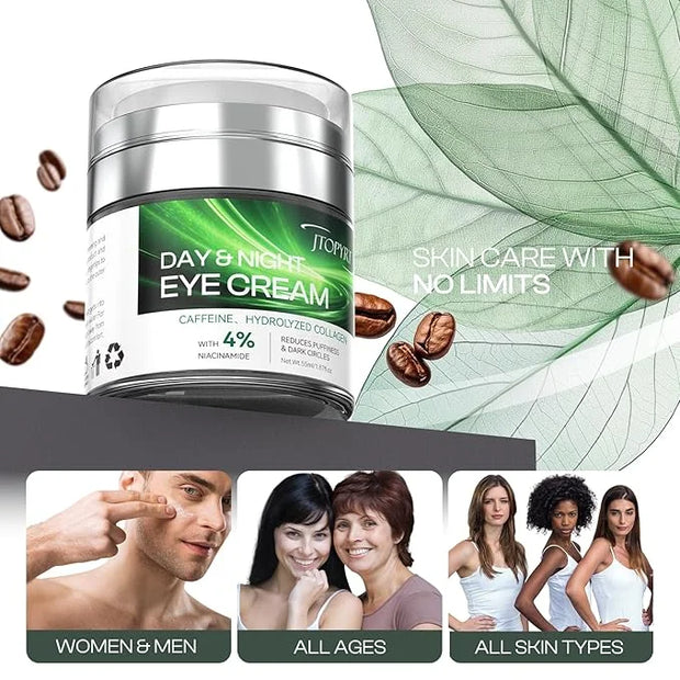 Eye Cream for Dark Circles: Caffeine Eye Cream with Hyaluronic Acid Vitamin E collagen For anti-aging dark circles eye bag...