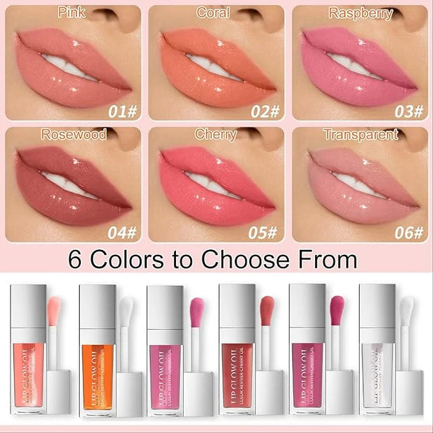 2PCS Hydrating Lip Glow Oil, Plumper Gloss, Moisturizing Oil, No-Sticky Transparent Plumping Gloss Tinted Balm for Care an...