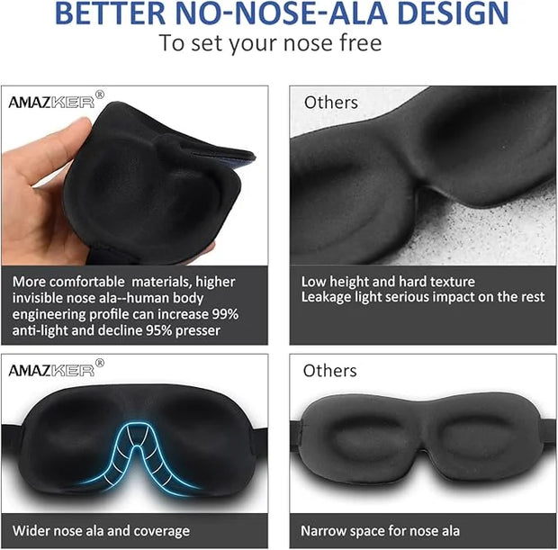 Sleep Mask Invisible Alar Deep Orbit 3D Eye Mask Ultra Lightweight & Comfortable Sleeping Mask for Travel, Nap, Shift Work...