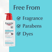Eucerin Advanced Repair Unscented Body Lotion for Dry Skin (16.9 Fl Oz) + Advanced Cleansing Body and Face Cleanser for Se...