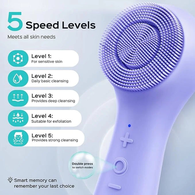 COSLUS Face Scrubber Facial Cleansing Brush: 2 in 1 Spin and Vibration Patented Tech, Silicone Electric Exfoliator Scrubbe...