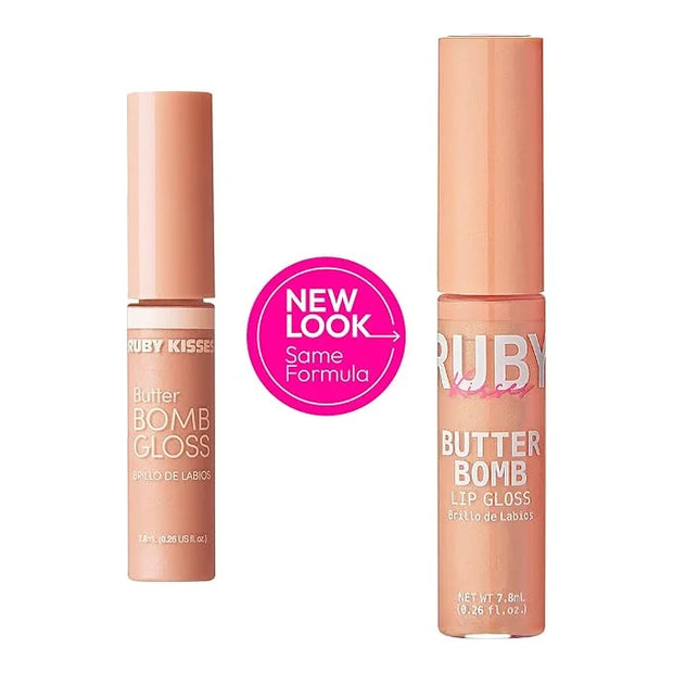 Ruby Kisses Lip Gloss Butter Bomb Gloss Non-Sticky Lip Gloss Vitamin E Natural Nude Lip Makeup - 7.8mL (0.26 US fl.oz) (Ch...