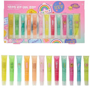 EXPRESSIONS 12pc Lip Oil Set –Hydrating Lip Care with Vitamin E | Fruit Flavored Lip Gloss For Girls, Safe and Non-Toxic L...