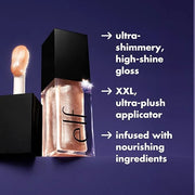 e.l.f. Glow Reviver Lip Oil, Nourishing and Hydrating with High-Shine Glimmer Finish & Sheer Wash Of Color, Minty Scent, N...